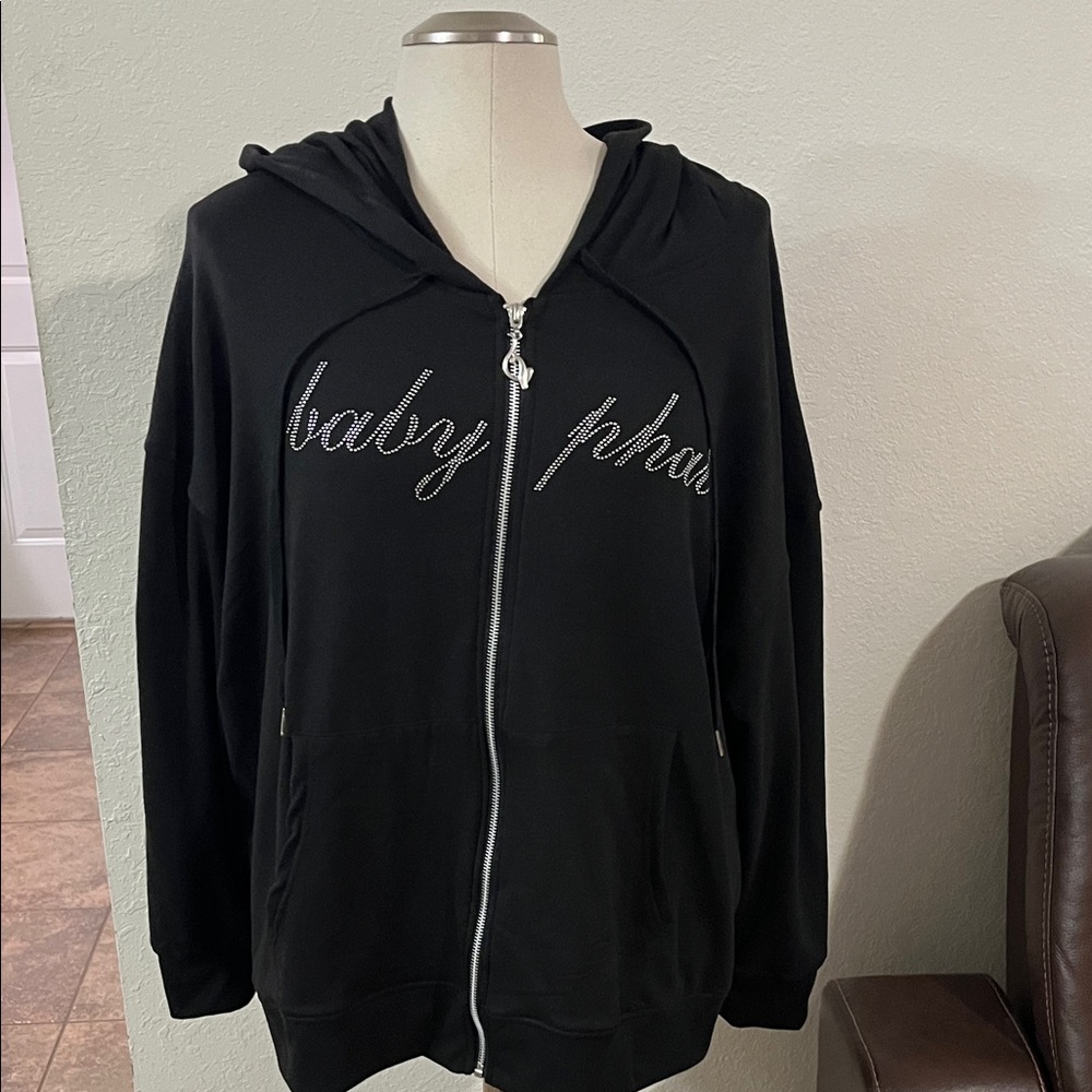 Baby Phat Black Hoodie with Rhinestone Logo
